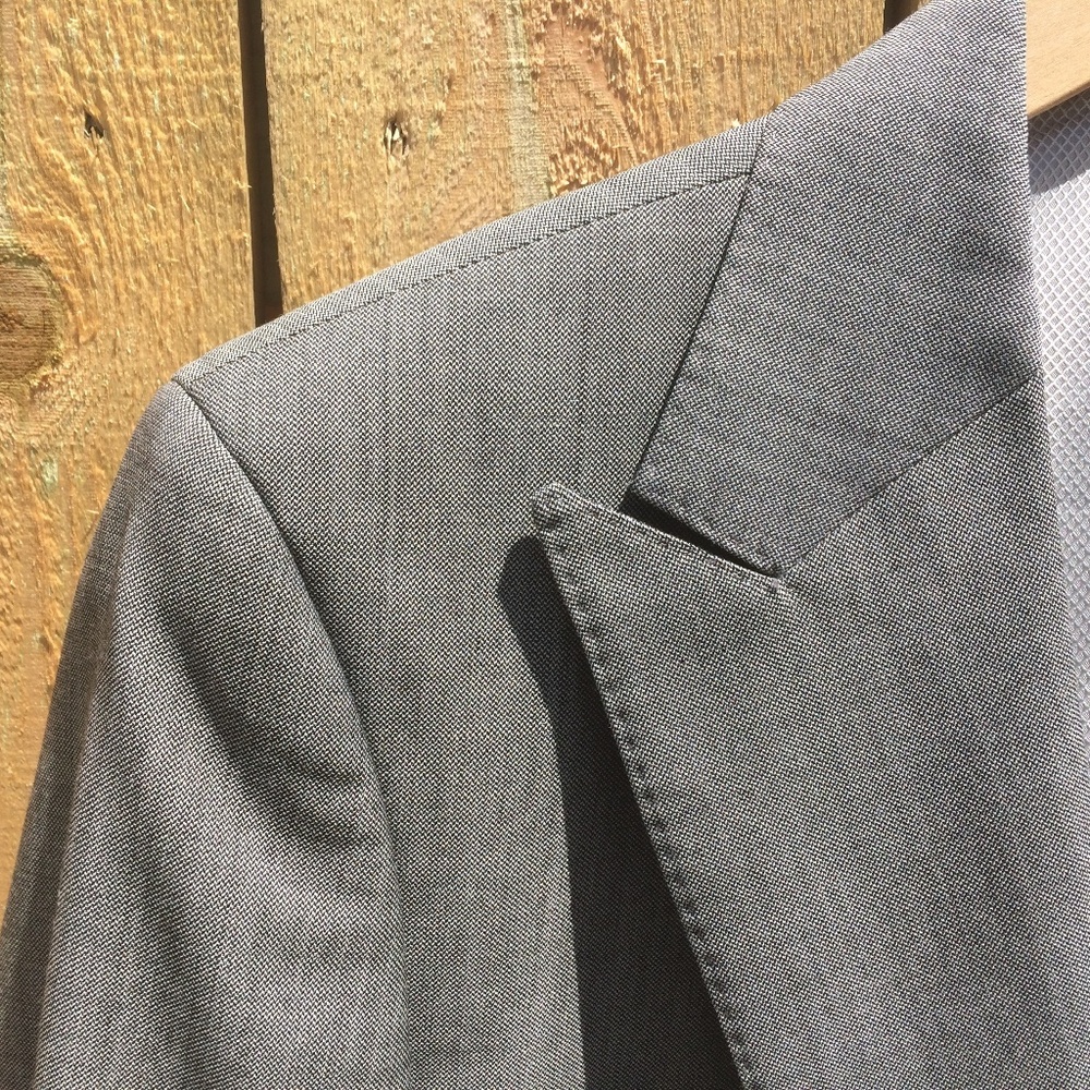 Zara 40R Double Breasted Wool & Mohair Suit Jacket